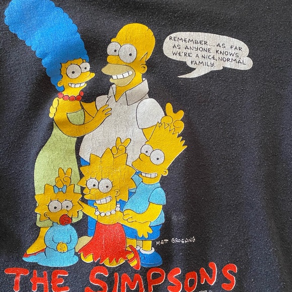 Vintage 1990 The Simpsons Crewneck Sweatshirt - Sz Small - Black Made in USA - Picture 2 of 5
